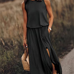 Tessa Blouson Maxi Dress - Black