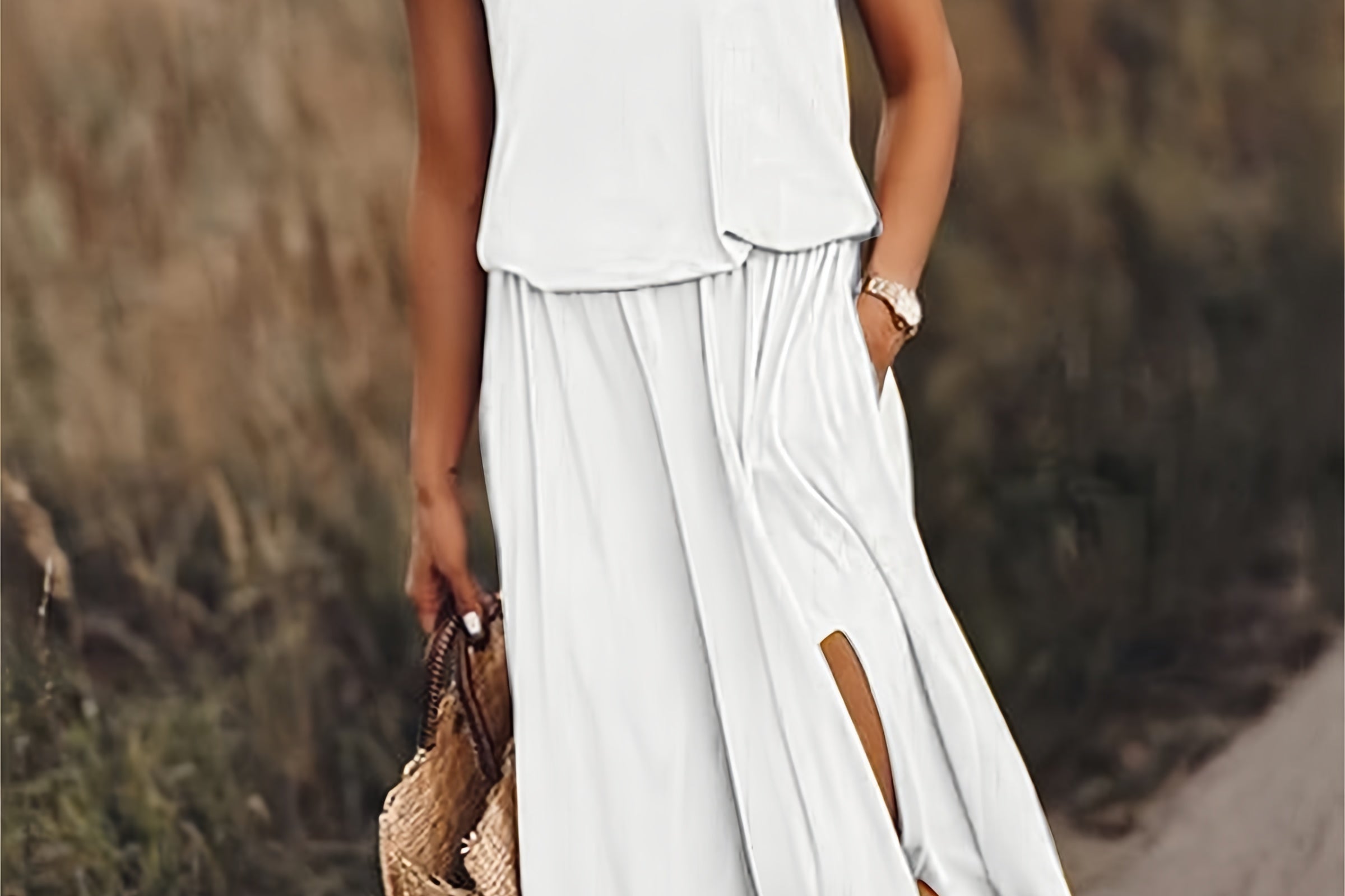 Tessa Blouson Maxi Dress - White