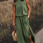 Tessa Blouson Maxi Dress - Green