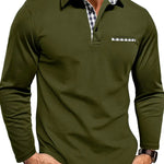 Frank - Men's Long Sleeve Golf Polo with Button Placket - Green