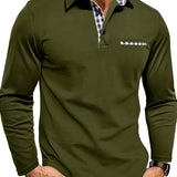 Frank - Men's Long Sleeve Golf Polo with Button Placket - Green