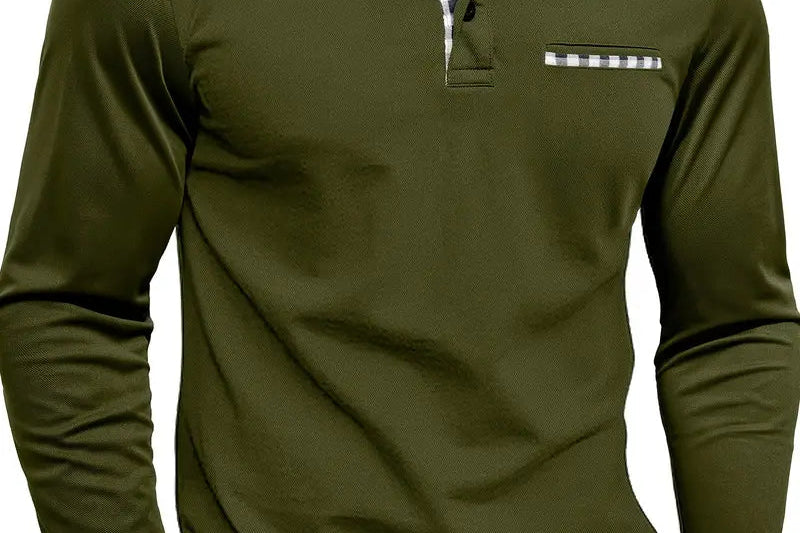 Frank - Men's Long Sleeve Golf Polo with Button Placket - Green
