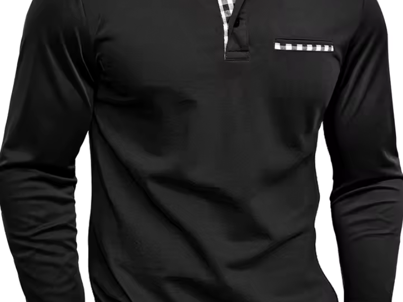 Frank - Men's Long Sleeve Golf Polo with Button Placket