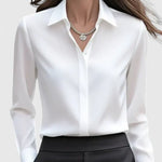 Freja - Women's Oversized Long Sleeve Button-Down Shirt - White