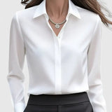 Freja - Women's Oversized Long Sleeve Button-Down Shirt - White