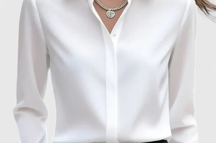 Freja - Women's Oversized Long Sleeve Button-Down Shirt - White