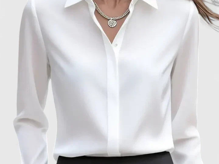Freja - Women's Oversized Long Sleeve Button-Down Shirt - White