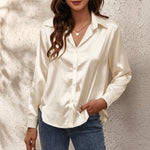 Frieda - Women's Relaxed Silk Button-Front Shirt - White