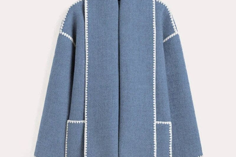 Women's Fringe Trim Knit Cardigan | Open-Front Draped Longline Cardigan