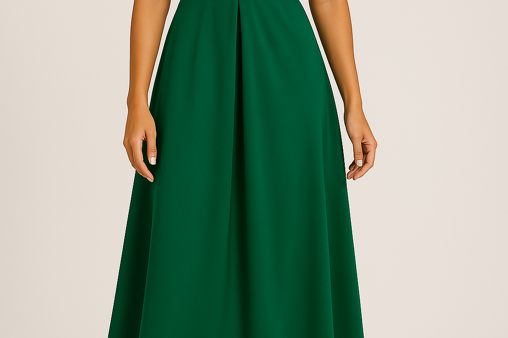Gabby - Women's Satin Twist Front Midi Party Dress - Peacock Green