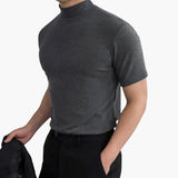 Gareth - Men's Mock Neck Short Sleeve T-Shirt - Gray