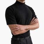 Gareth - Men's Mock Neck Short Sleeve T-Shirt - Black