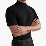 Gareth - Men's Mock Neck Short Sleeve T-Shirt - Black