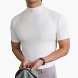 Gareth - Men's Mock Neck Short Sleeve T-Shirt - White