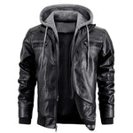 Garrett - Men's Faux Leather Hooded Coat - Black