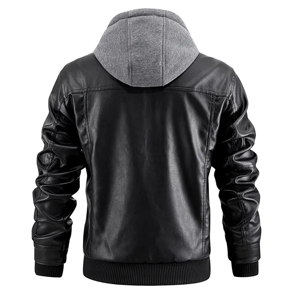 Garrett - Men's Faux Leather Hooded Coat