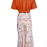 Genevra - Women's Cropped Shirt and Printed Wide-Leg Pants Set