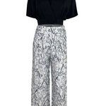 Genevra - Women's Cropped Shirt and Printed Wide-Leg Pants Set