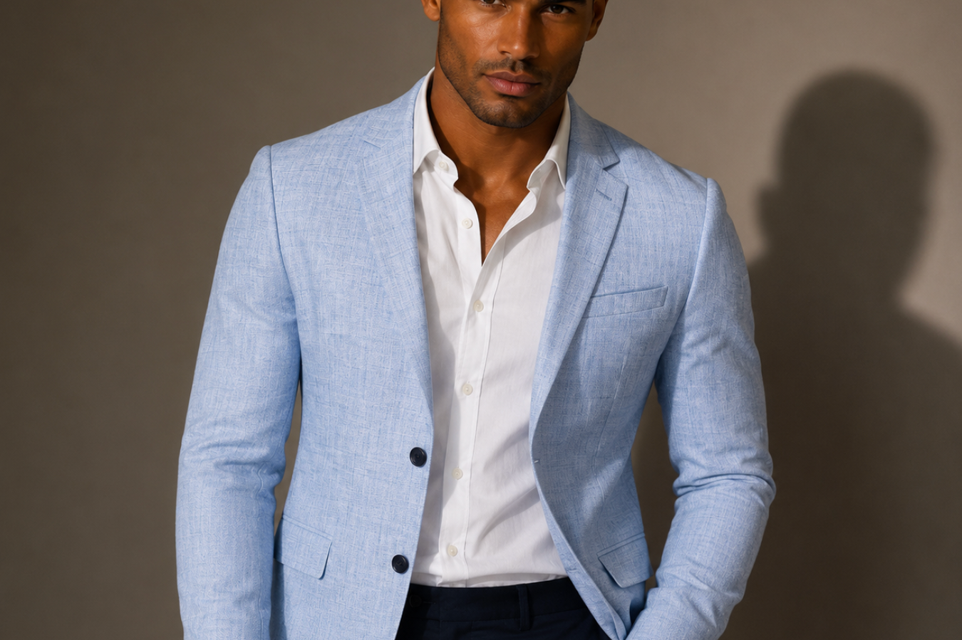 Gordon - Men's Slim Fit Business Casual Blazer - Sky Blue