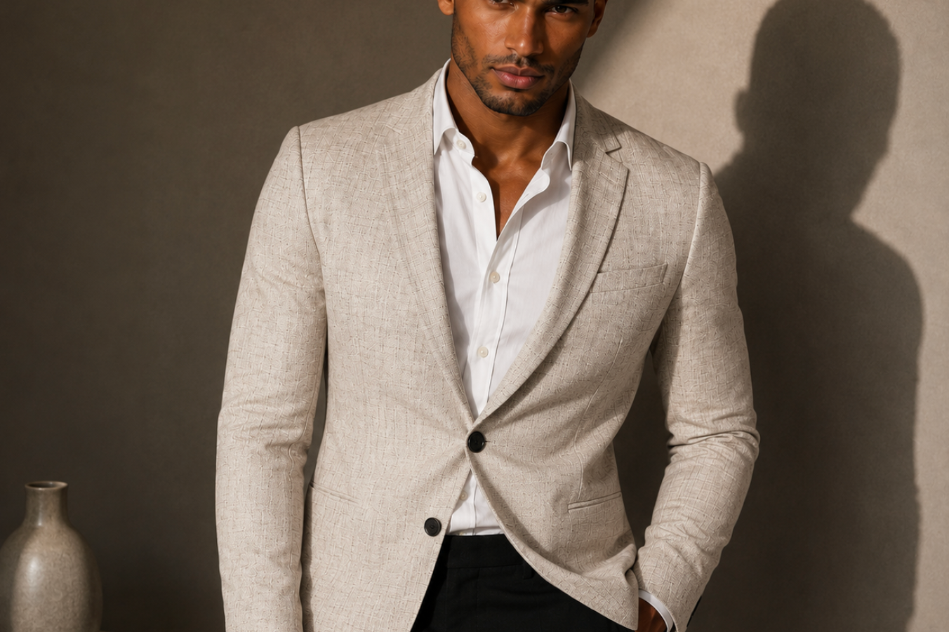 Gordon - Men's Slim Fit Business Casual Blazer - Beige