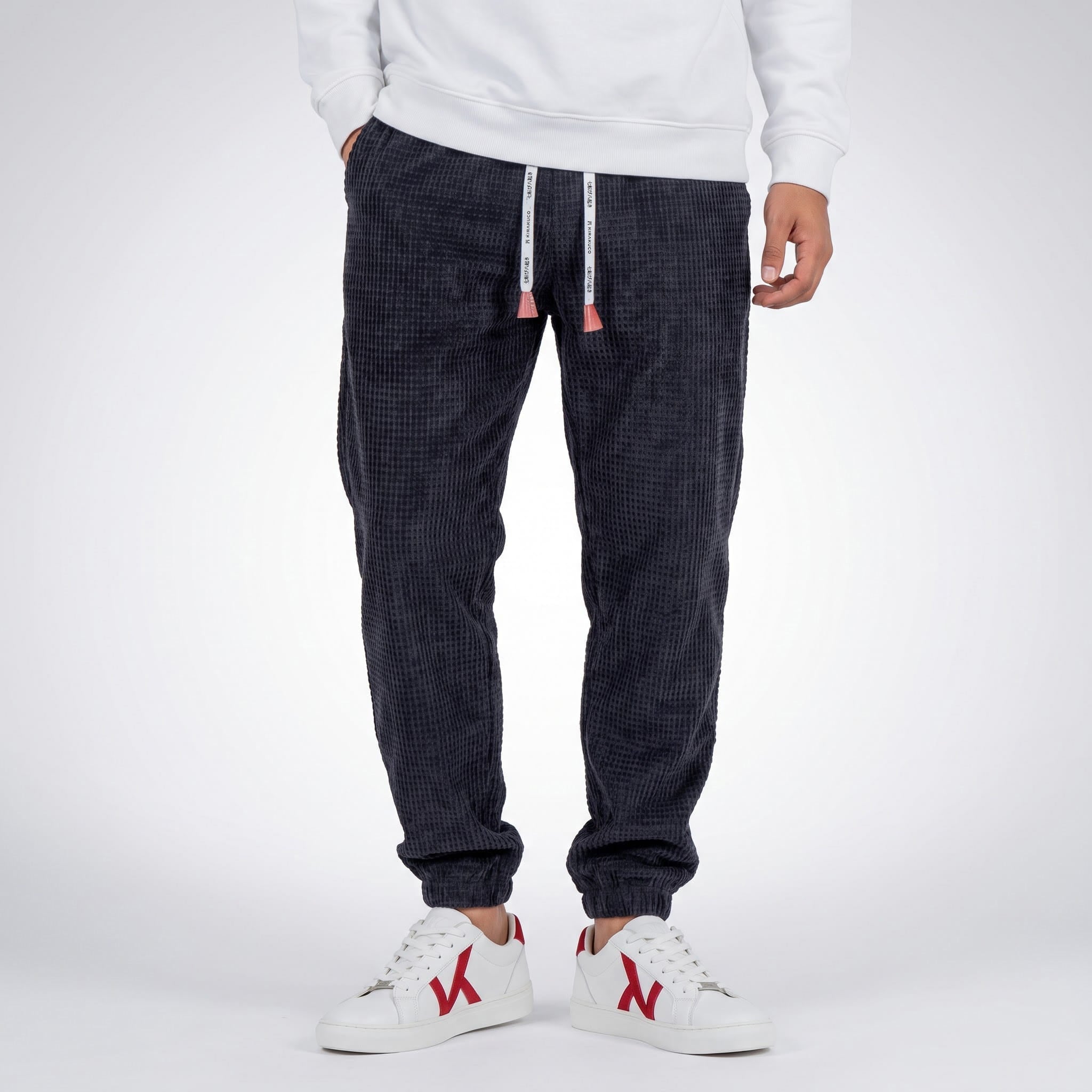Grady - Men's Corduroy Drawstring Pants - Black