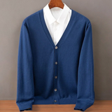 Grayson - Men's Fine Knit V-Neck Button Cardigan - Navy