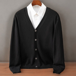 Grayson - Men's Fine Knit V-Neck Button Cardigan - Black