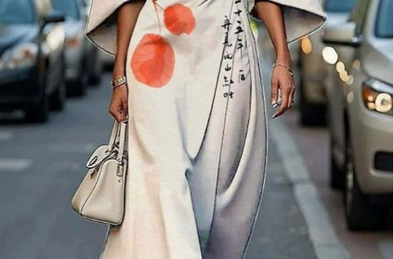 Grethe - Women's Kimono Sleeve Midi Dress with Tie Belt - Off White