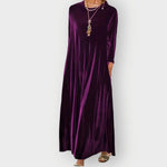 Gwenda - Women's Long Sleeve Velvet Maxi Dress - Purple