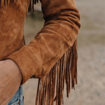 Gwenllian - Women's Fringe Suede-Look Shirt Jacket