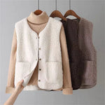 Hana - Women's Sleeveless Teddy Fleece Vest - Beige