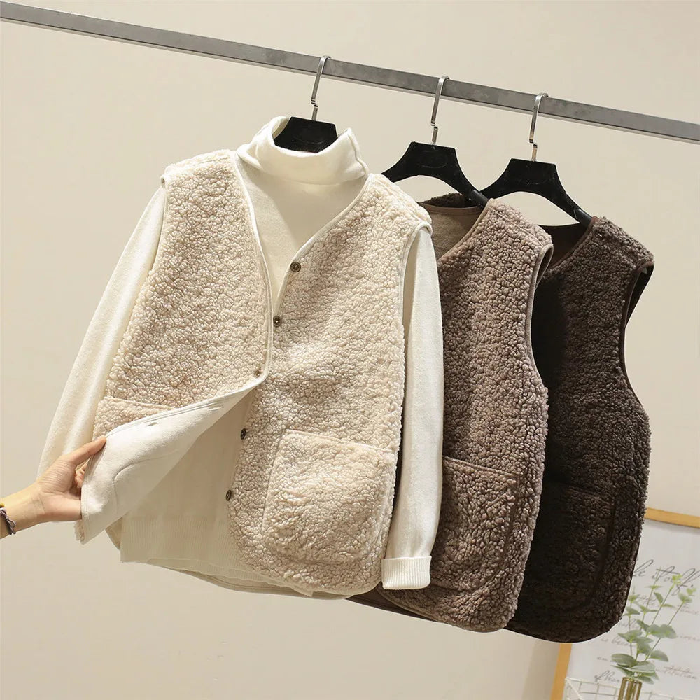 Hana - Women's Sleeveless Teddy Fleece Vest