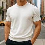 Harlan - Men's Merino Wool and Cashmere-Blend Tailored Tee - White