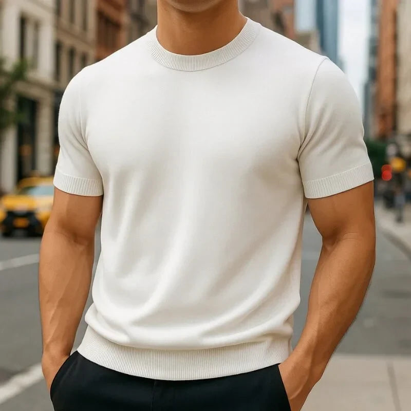 Harlan - Men's Merino Wool and Cashmere-Blend Tailored Tee - White