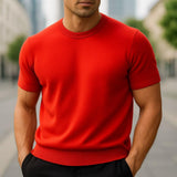 Harlan - Men's Merino Wool and Cashmere-Blend Tailored Tee - Red