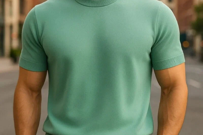 Harlan - Men's Merino Wool and Cashmere-Blend Tailored Tee - Green