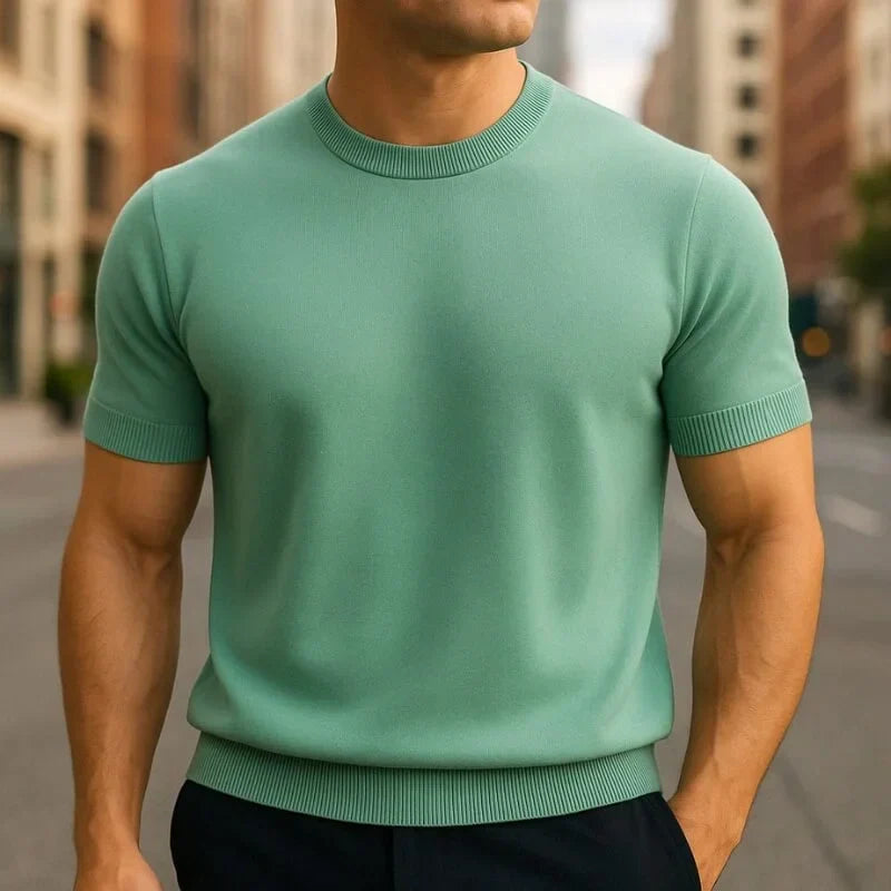 Harlan - Men's Merino Wool and Cashmere-Blend Tailored Tee - Green