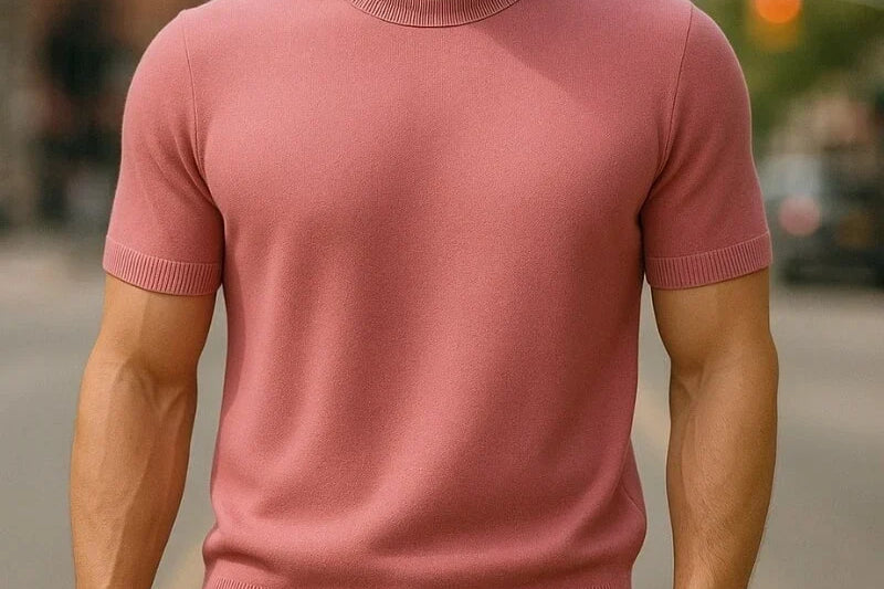 Harlan - Men's Merino Wool and Cashmere-Blend Tailored Tee - Pink