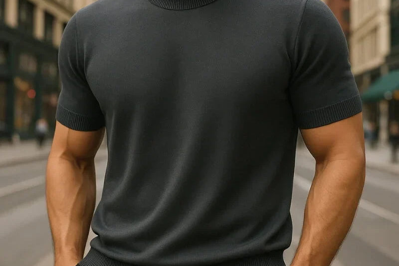 Harlan - Men's Merino Wool and Cashmere-Blend Tailored Tee - Gray