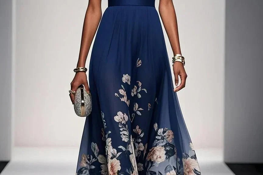Dorothea - Women's Floral Print Midi Wedding Guest Dress