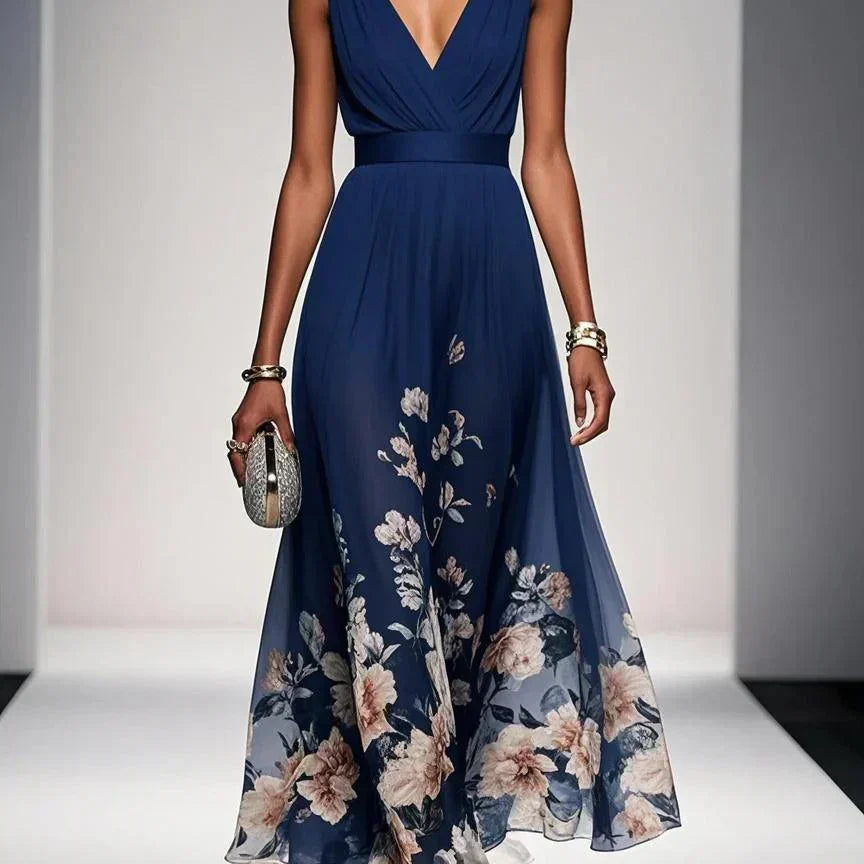 Women's Floral Print Midi Dress | Elegant Wedding Guest Dress