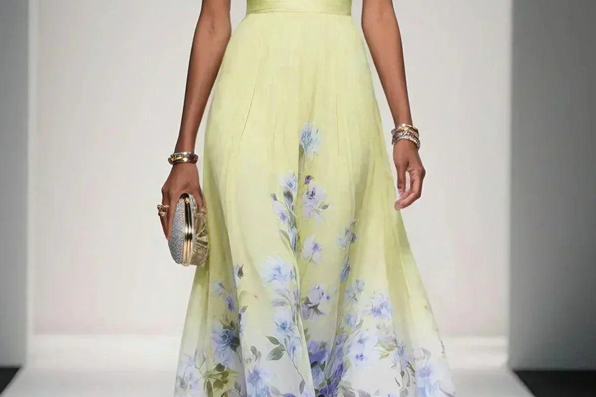 Dorothea - Women's Floral Print Midi Wedding Guest Dress