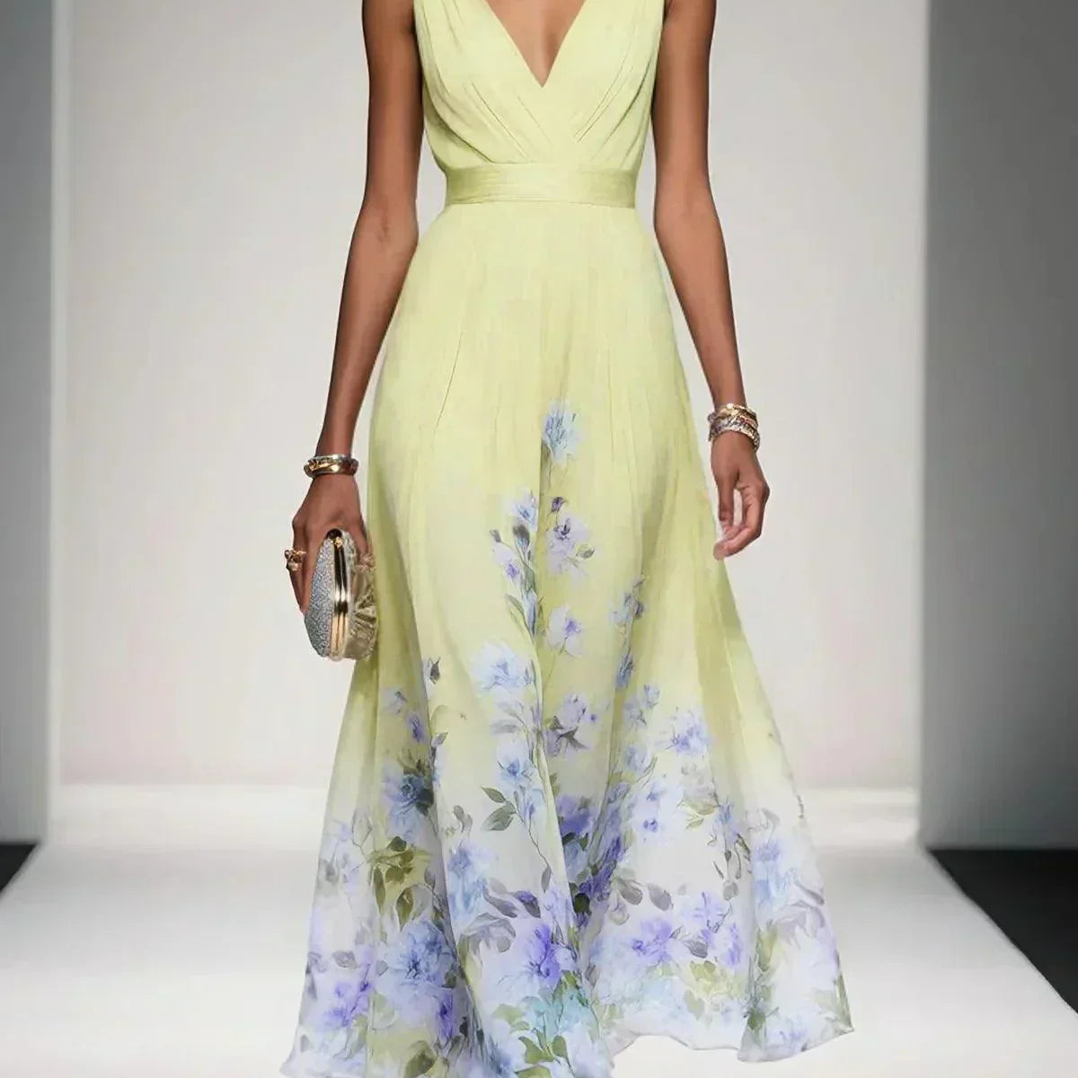 Women's Floral Print Midi Dress | Elegant Wedding Guest Dress