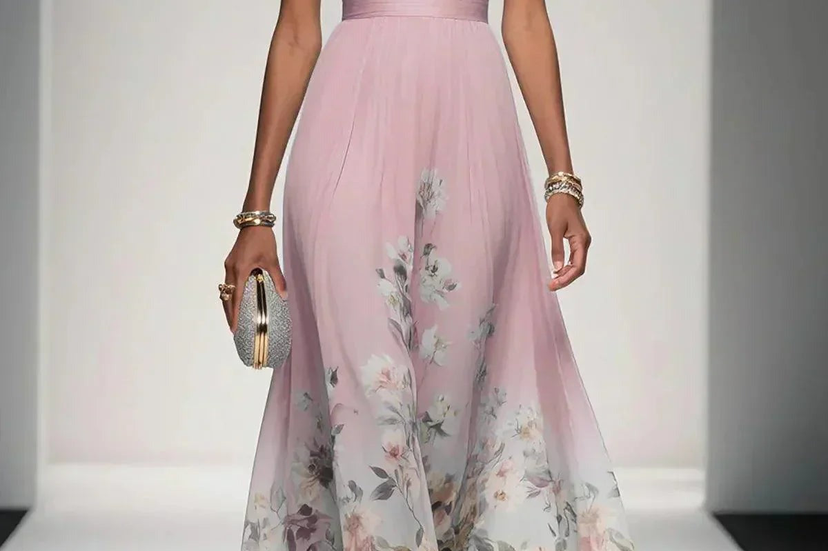 Dorothea - Women's Floral Print Midi Wedding Guest Dress