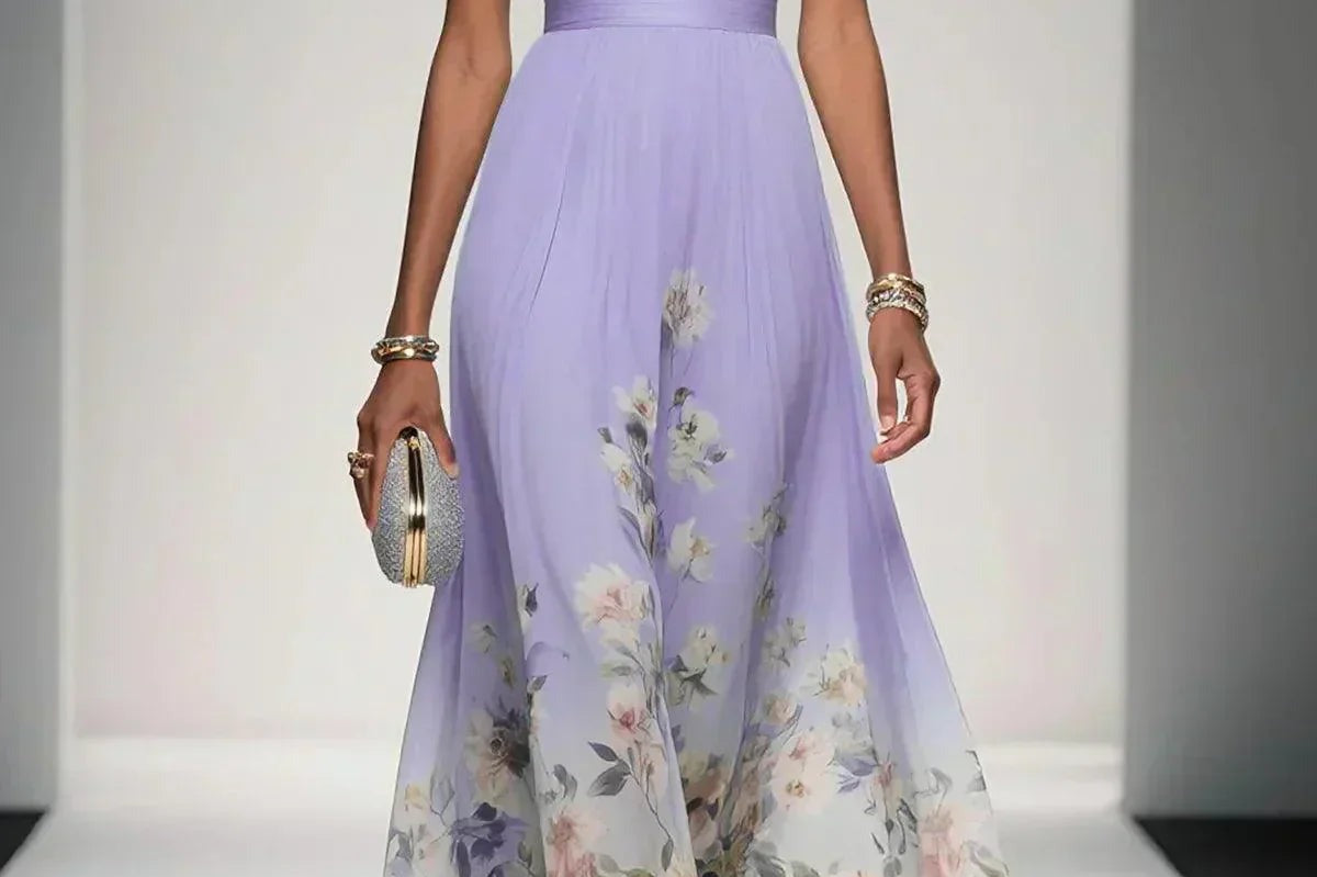 Dorothea - Women's Floral Print Midi Wedding Guest Dress