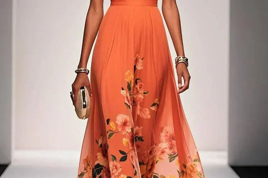 Dorothea - Women's Floral Print Midi Wedding Guest Dress
