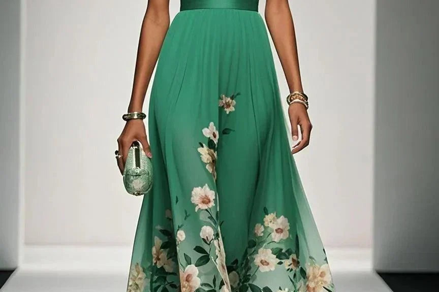 Dorothea - Women's Floral Print Midi Wedding Guest Dress