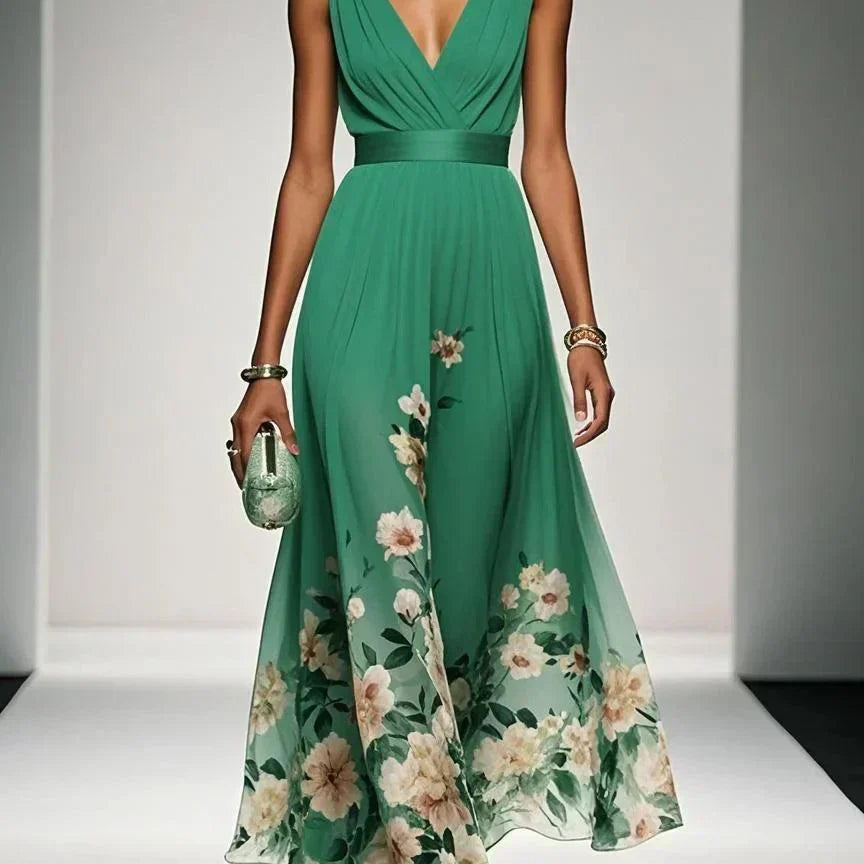Women's Floral Print Midi Dress | Elegant Wedding Guest Dress