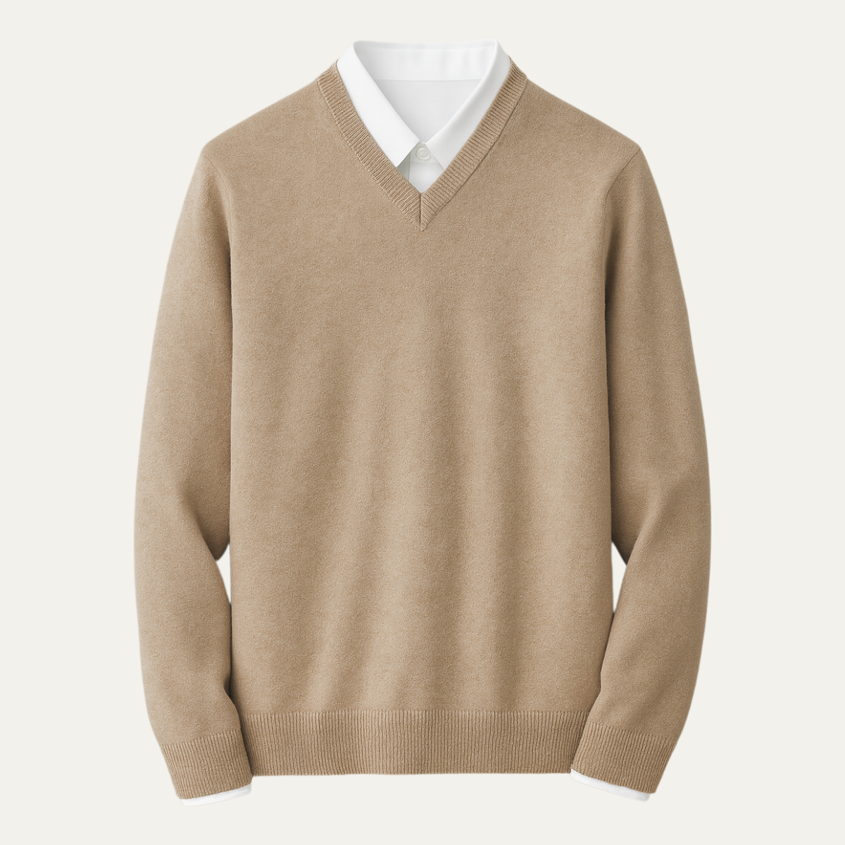 Harrison - Men's Soft Knit V-Neck Sweater with Ribbed Trims