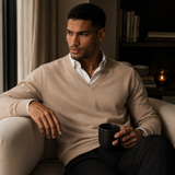 Harrison - Men's Soft Knit V-Neck Sweater with Ribbed Trims